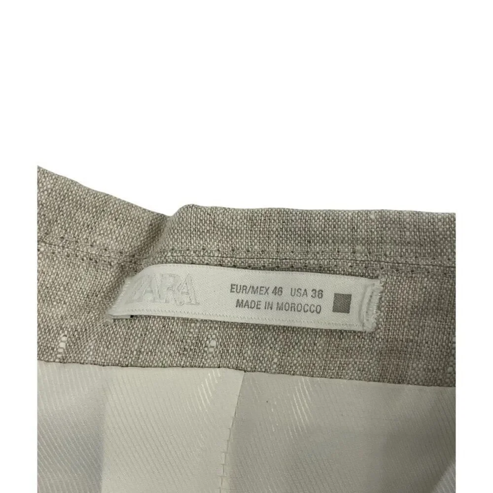 Zara Mens Blazer Suit Jacket EU 46 US 36 Beige 100 Linen sport coat 4299/333 NWT